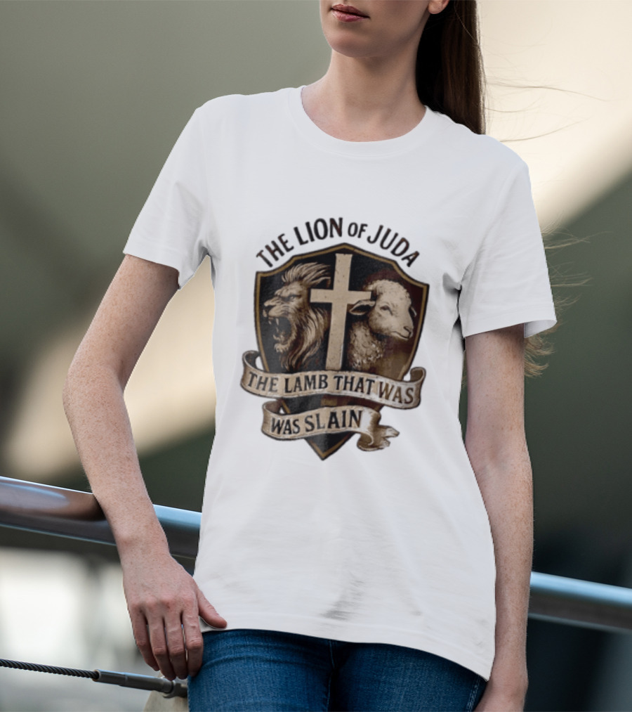 The Lion Of Judah Shield Cross The Lamb That Was Slain T-Shirt