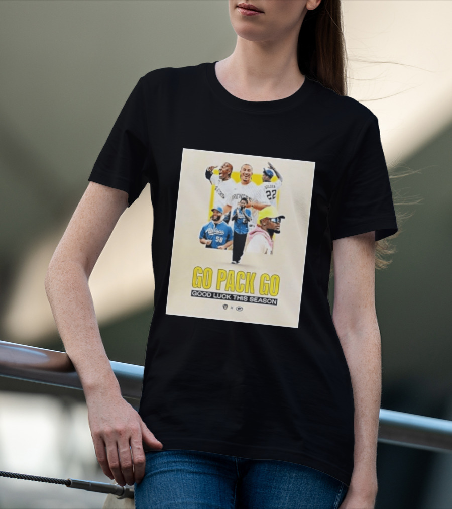 Go Pack Go Brewers Good Luck This Season Packers Sports Collaboration Vintage Vibe T-Shirt
