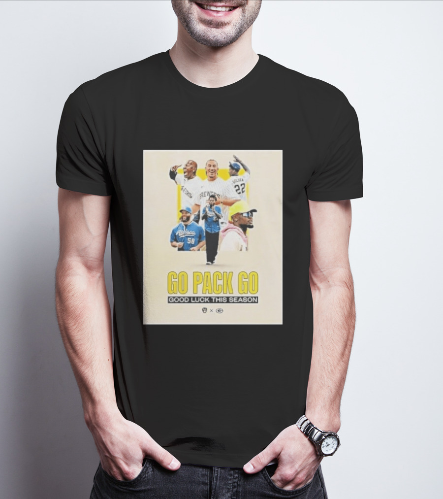 Go Pack Go Brewers Good Luck This Season Packers Sports Collaboration Vintage Vibe T-Shirt