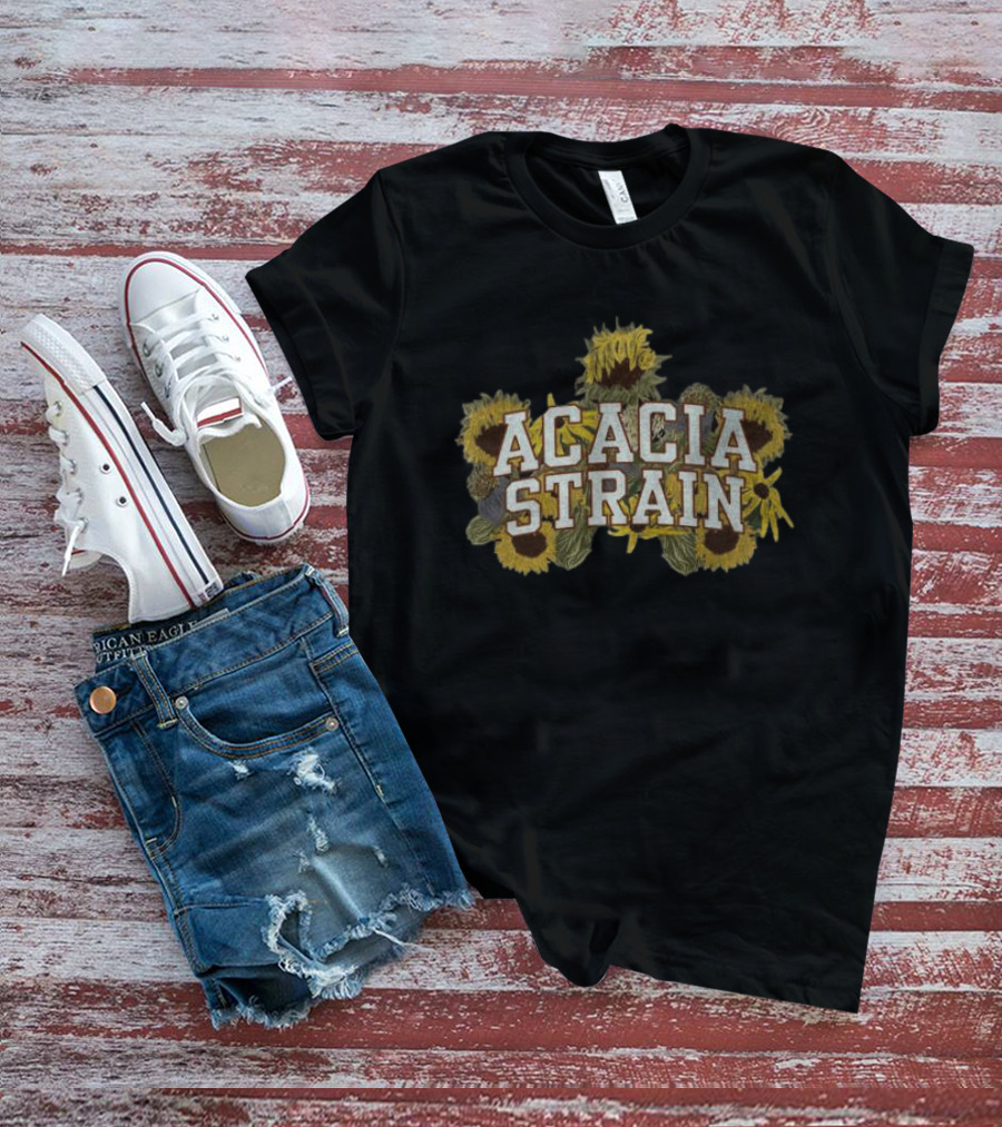 Acacia Strain Autumn Floral Sunflowers Yellow Black Brown T-Shirt