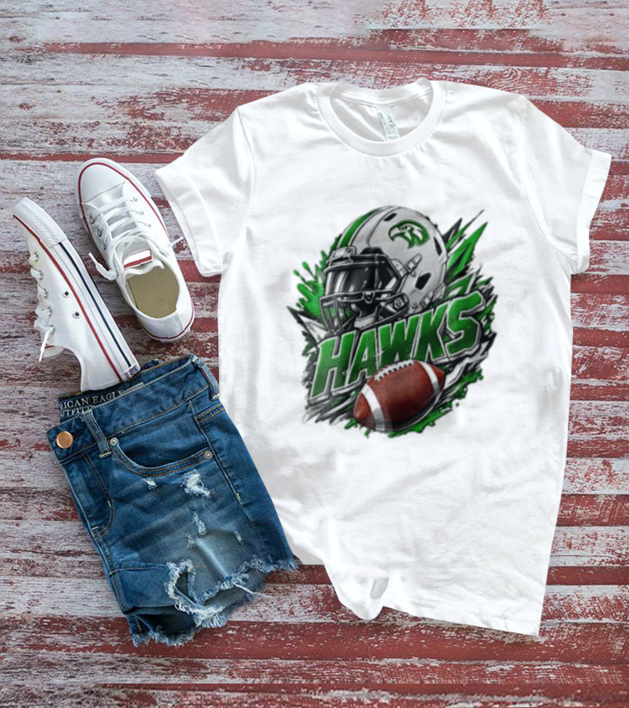Hawks White Football Helmet Green Hawk Football Sports Fan Gear T-Shirt