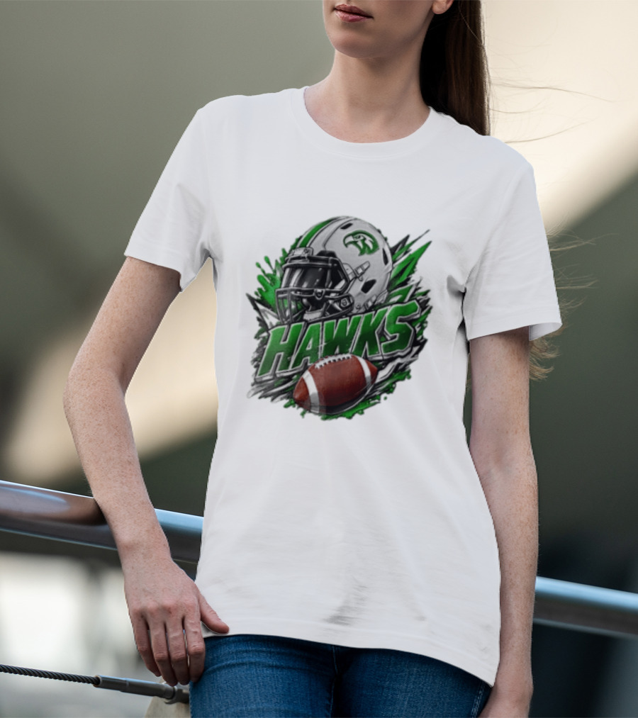 Hawks White Football Helmet Green Hawk Football Sports Fan Gear T-Shirt
