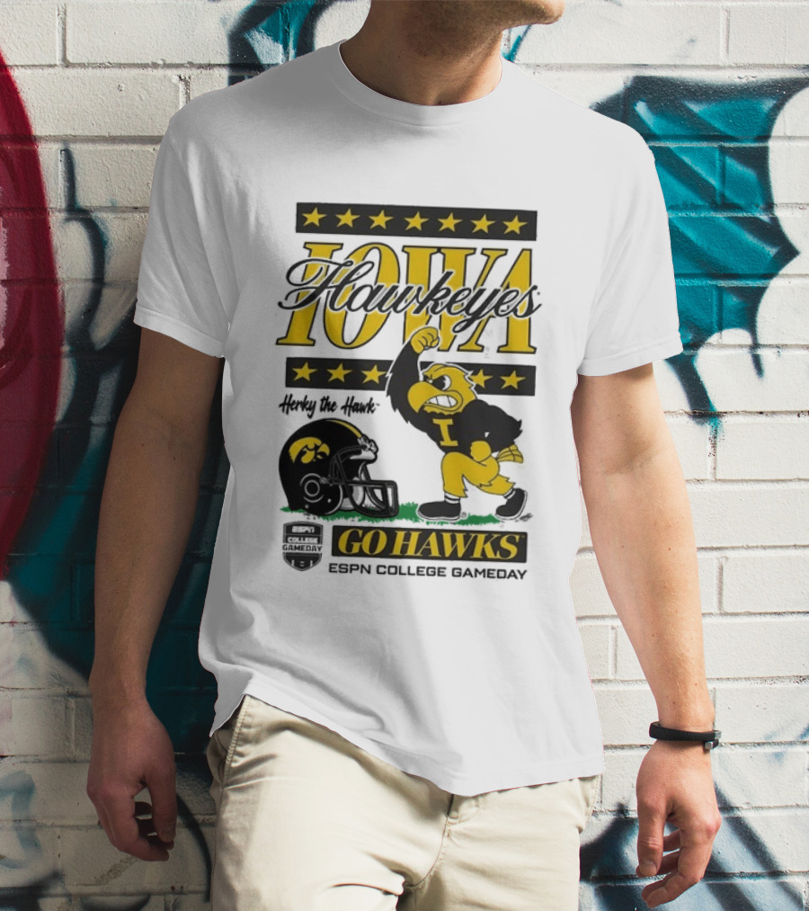 Iowa Hawkeyes Herky The Hawk Go Hawks ESPN College Gameday T-Shirt