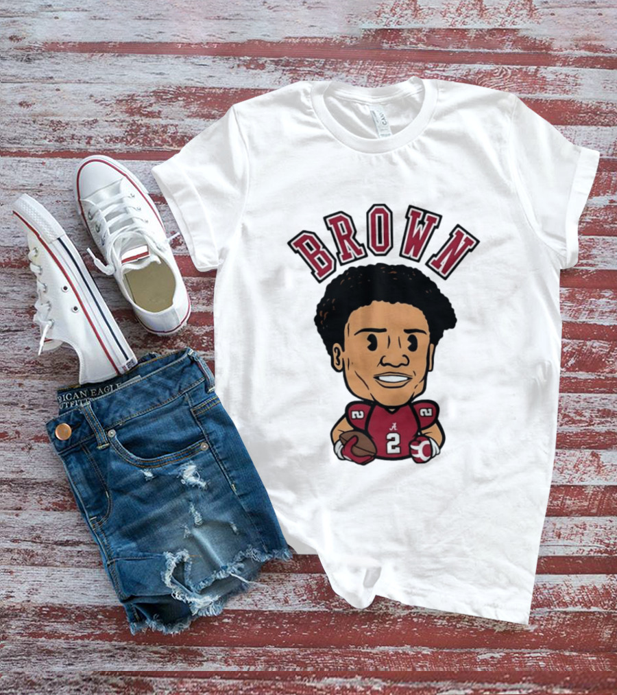 NCAA Football Alabama Crimson Tide Number 2 Brown Caricature T-Shirt
