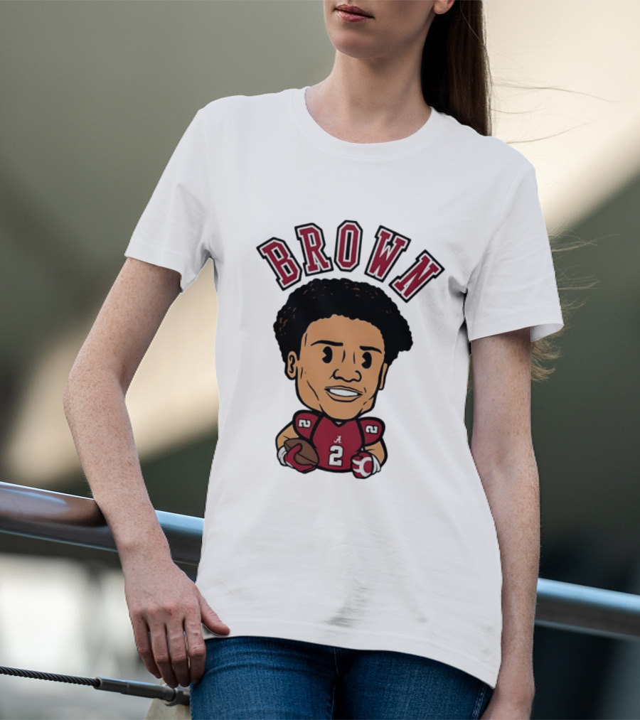 NCAA Football Alabama Crimson Tide Number 2 Brown Caricature T-Shirt