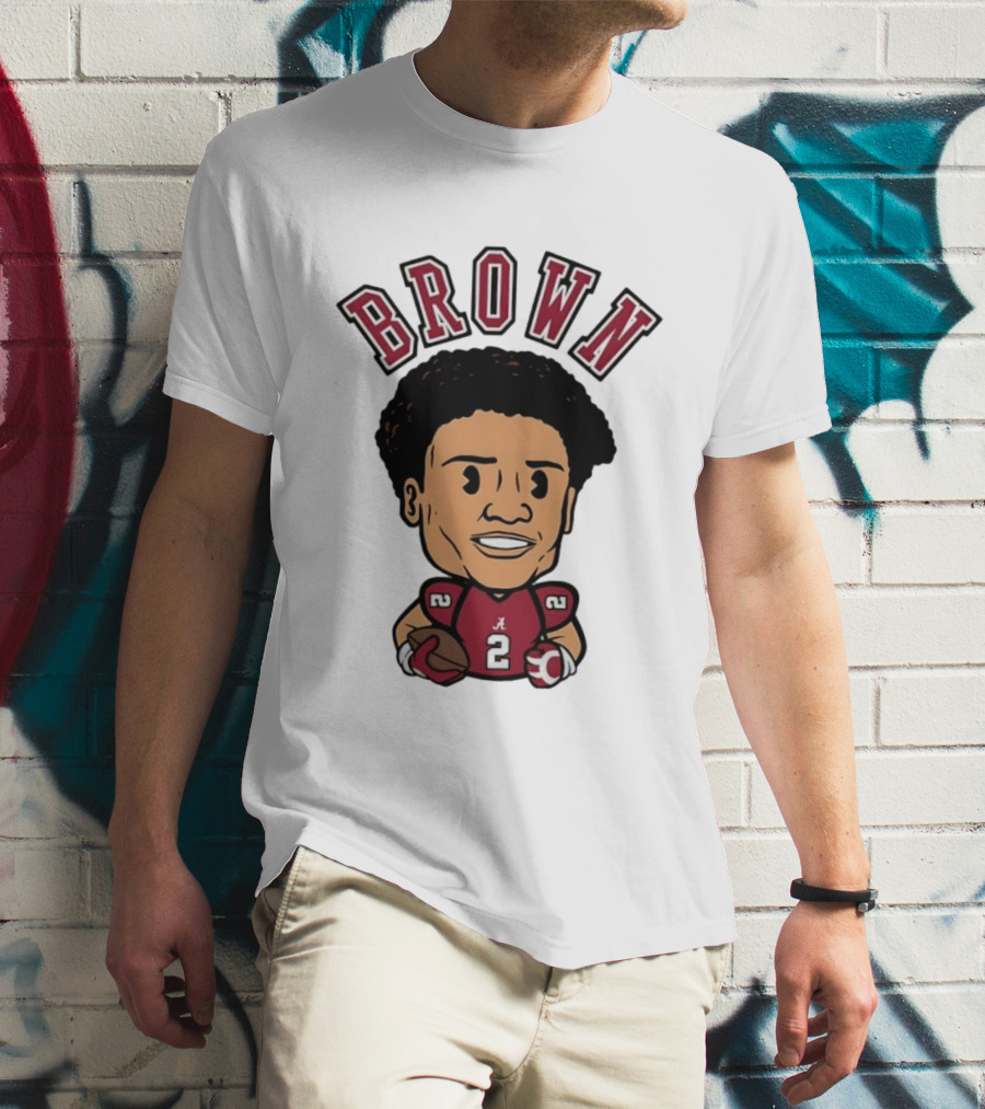 NCAA Football Alabama Crimson Tide Number 2 Brown Caricature T-Shirt