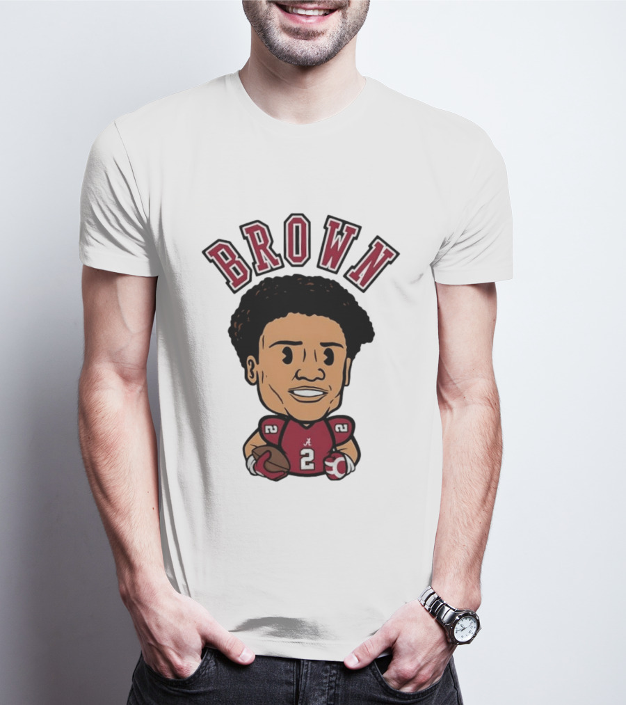 NCAA Football Alabama Crimson Tide Number 2 Brown Caricature T-Shirt