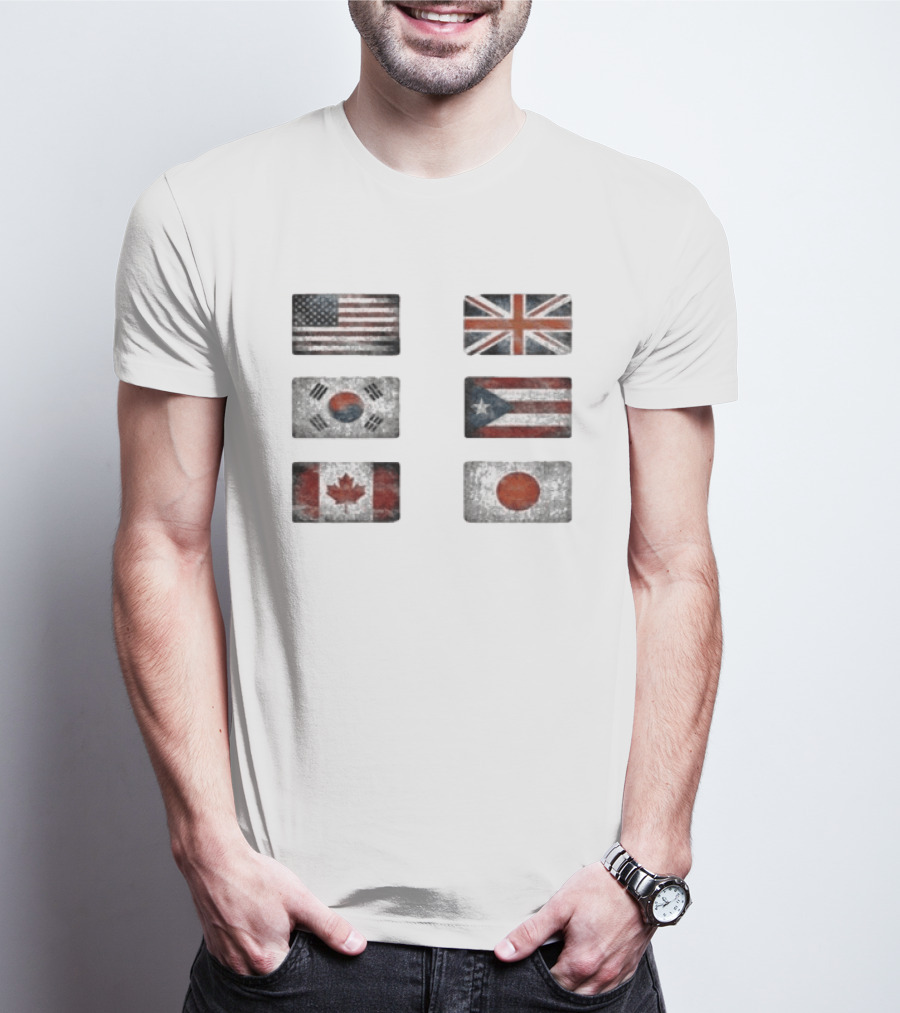 Stealthny Floor 914 World Tour United States United Kingdom South Korea Puerto Rico Canada Japan Flags T-Shirt