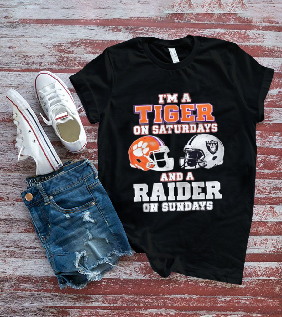 Clemson Tiger Saturdays Raider Sundays Football Fan Helmets T-Shirt