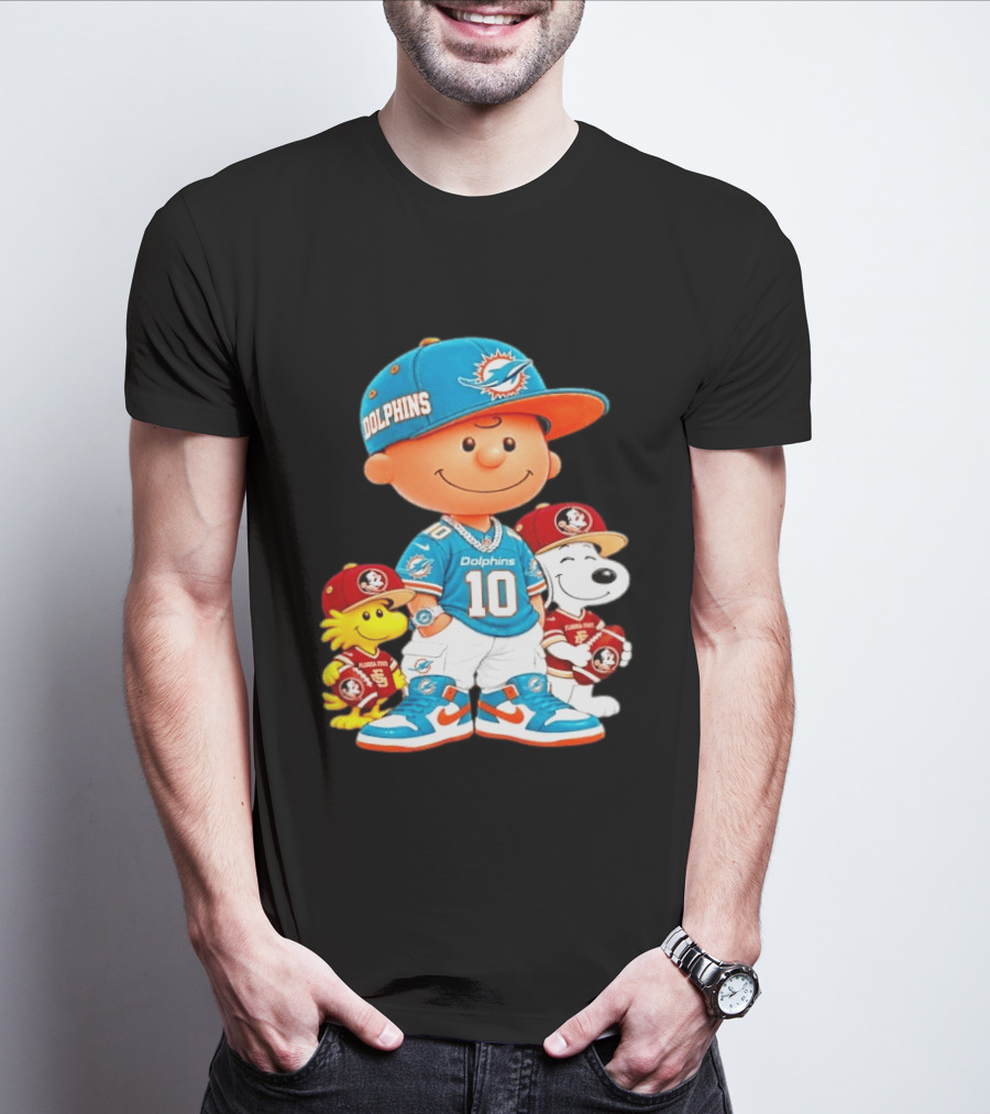 Charlie Brown 10 Snoopy Woodstock Miami Dolphins Florida State T-Shirt