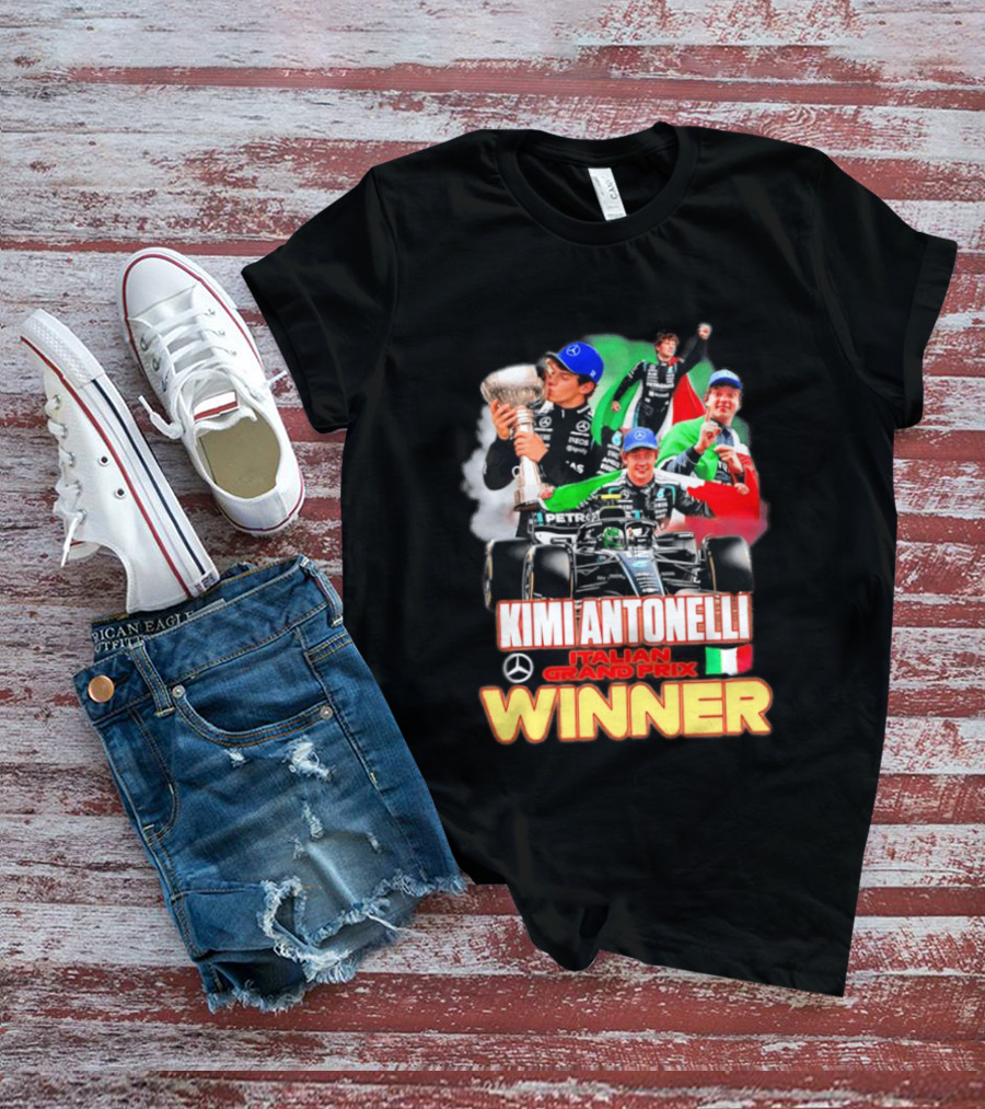 Kimi Antonelli Italian Grand Prix Winner Mercedes Racing Celebration T-Shirt