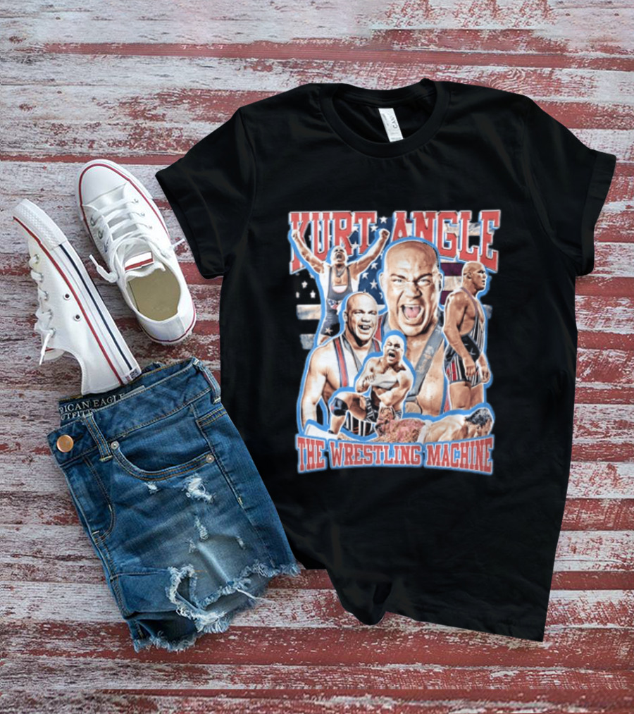 Kurt Angle The Wrestling Machine Bald Wrestler In Singlet Multiple Images T-Shirt
