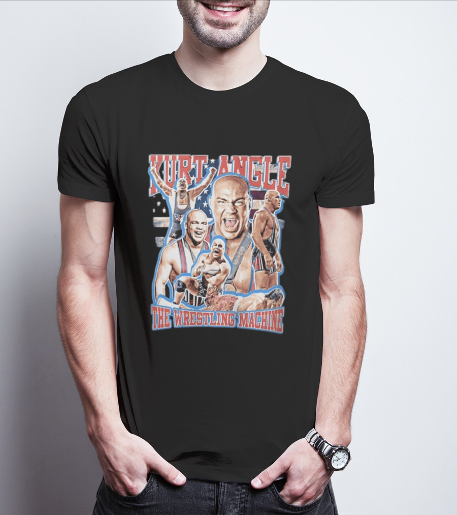 Kurt Angle The Wrestling Machine Bald Wrestler In Singlet Multiple Images T-Shirt
