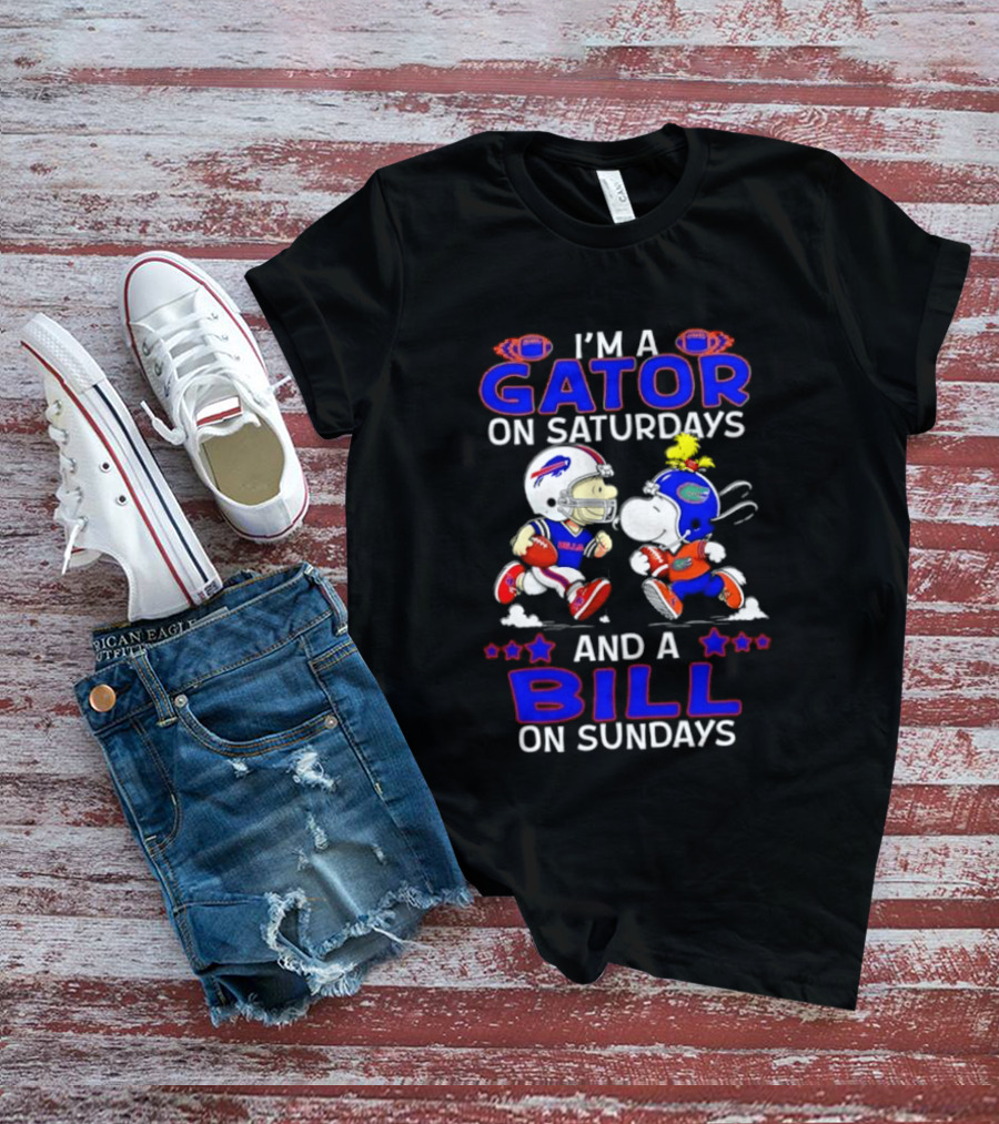 I'm A Gator On Saturdays And A Bill On Sundays Snoopy Charlie Brown Football T-Shirt
