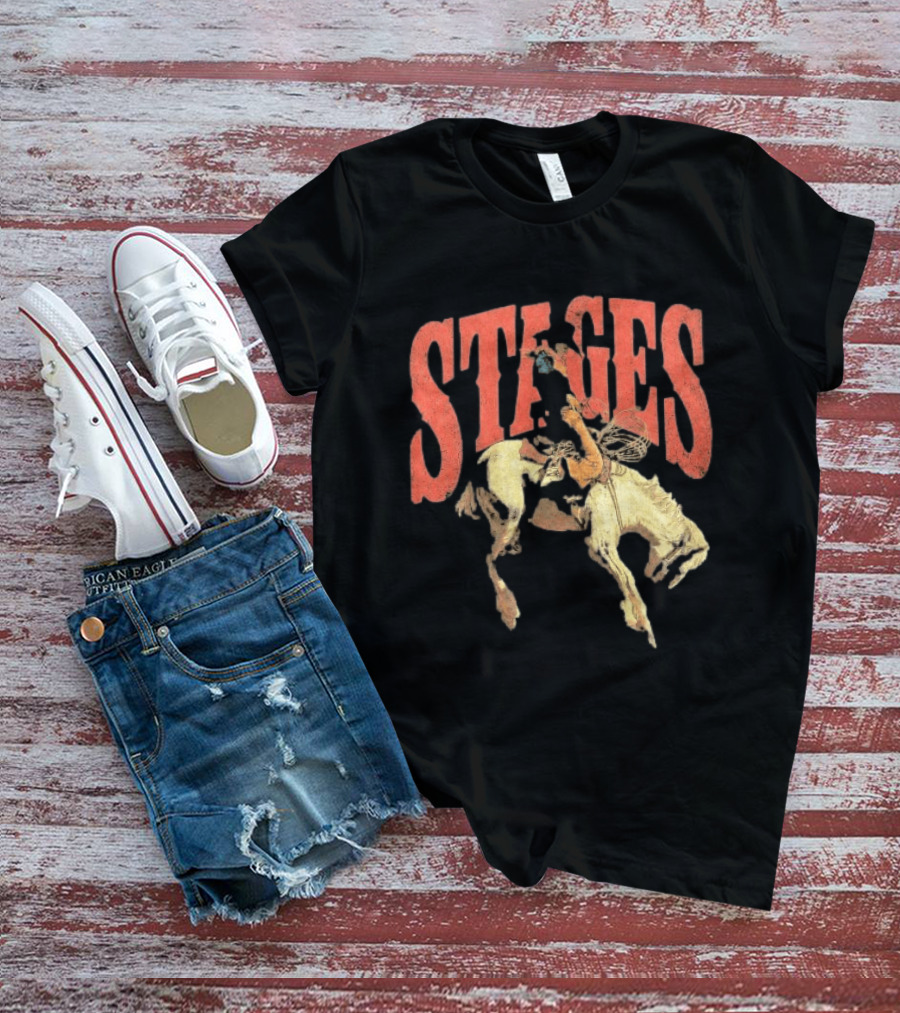 Stages Rodeo Cowboy And Horse Action T-Shirt