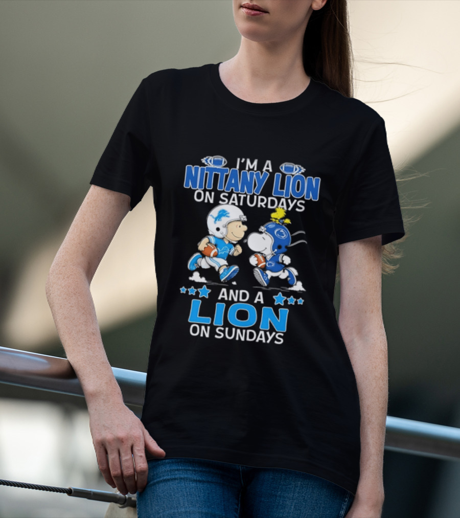 Peanuts Snoopy Charlie Brown Nittany Lion Saturdays Sundays Football T-Shirt