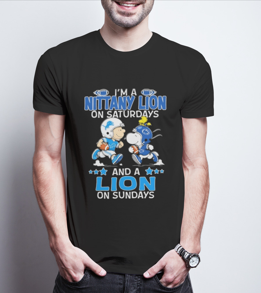 Peanuts Snoopy Charlie Brown Nittany Lion Saturdays Sundays Football T-Shirt
