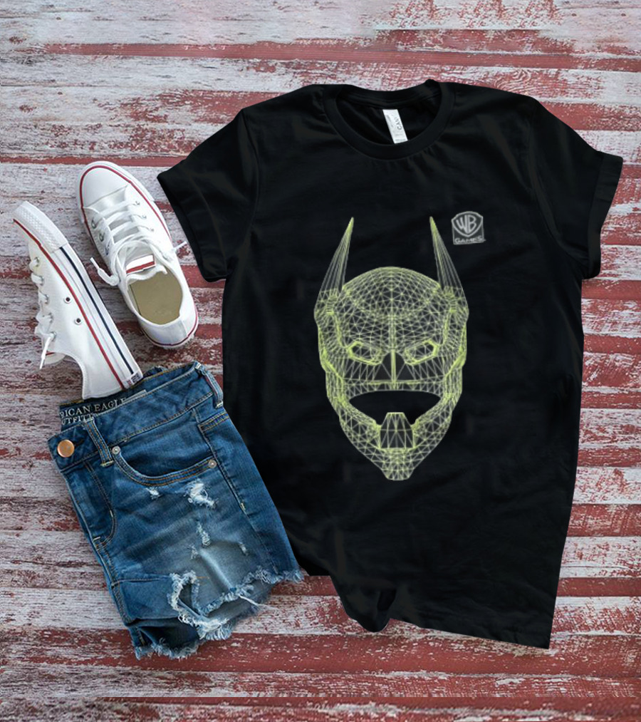 WB Games Neon Green Wireframe Batman Mask T-Shirt
