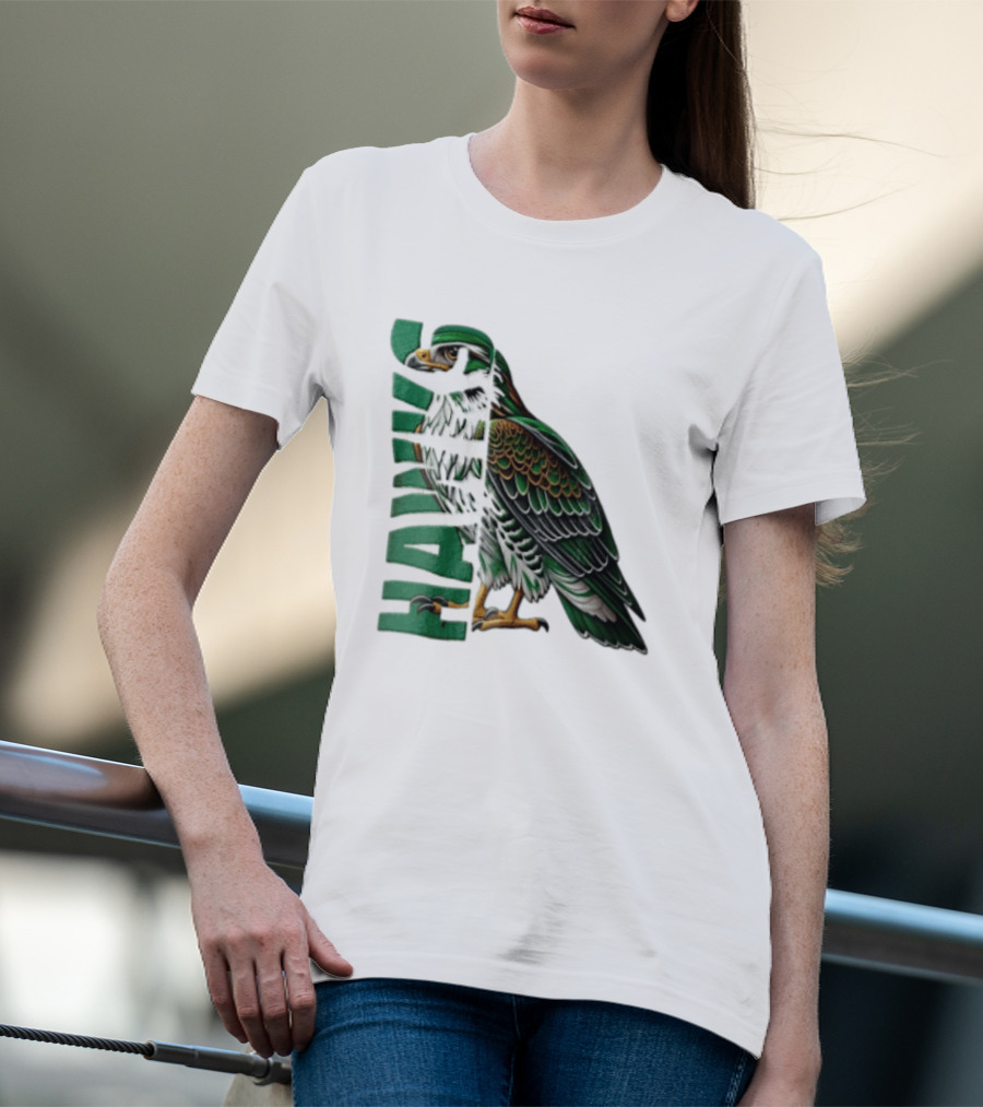Atlanta Hawks Green Brown Hawk Bird Profile View T-Shirt