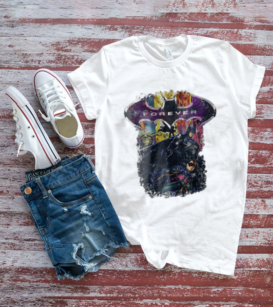 Batman Forever Movie Heroes Art Villains And Allies T-Shirt