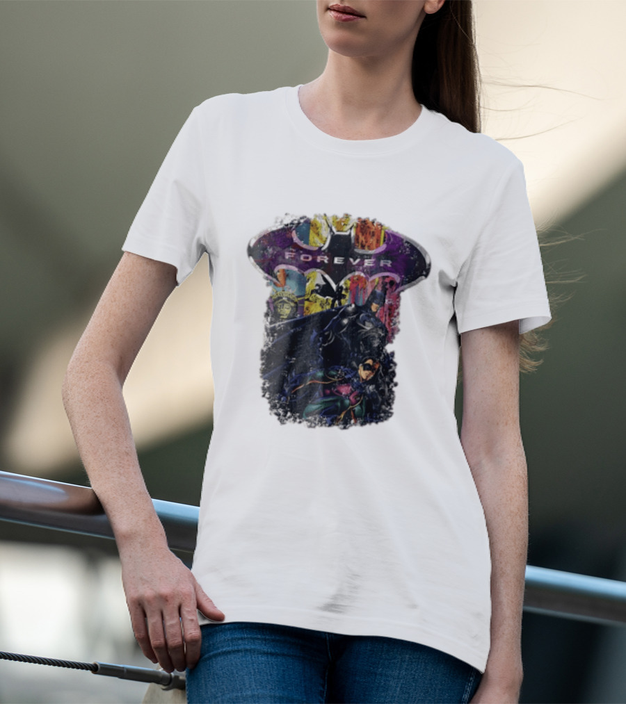 Batman Forever Movie Heroes Art Villains And Allies T-Shirt