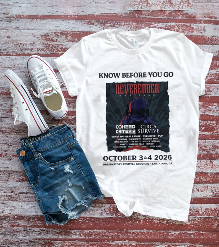 Neverender Coheed And Cambria Festival 2026 October Santa Ana Observatory Grounds T-Shirt