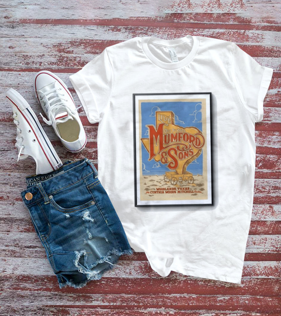 Live Mumford And Sons October 1st 2026 Woodlands Texas Cynthia Woods Mitchell Pavilion T-Shirt