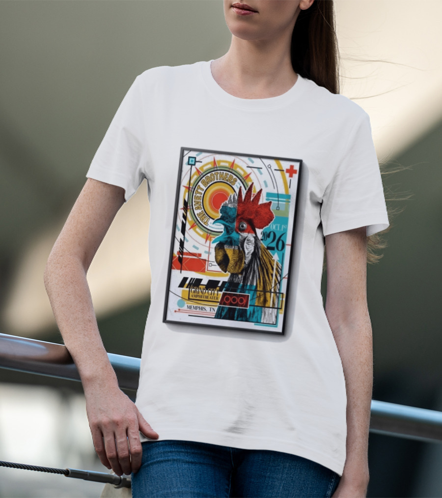 The Avett Brothers Memphis TN Grand City Amphitheater October 1 2026 Rooster T-Shirt
