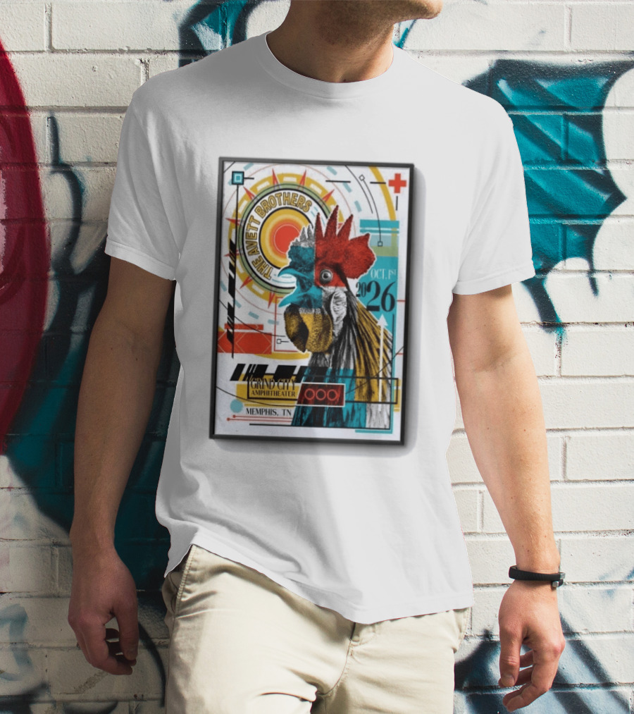 The Avett Brothers Memphis TN Grand City Amphitheater October 1 2026 Rooster T-Shirt