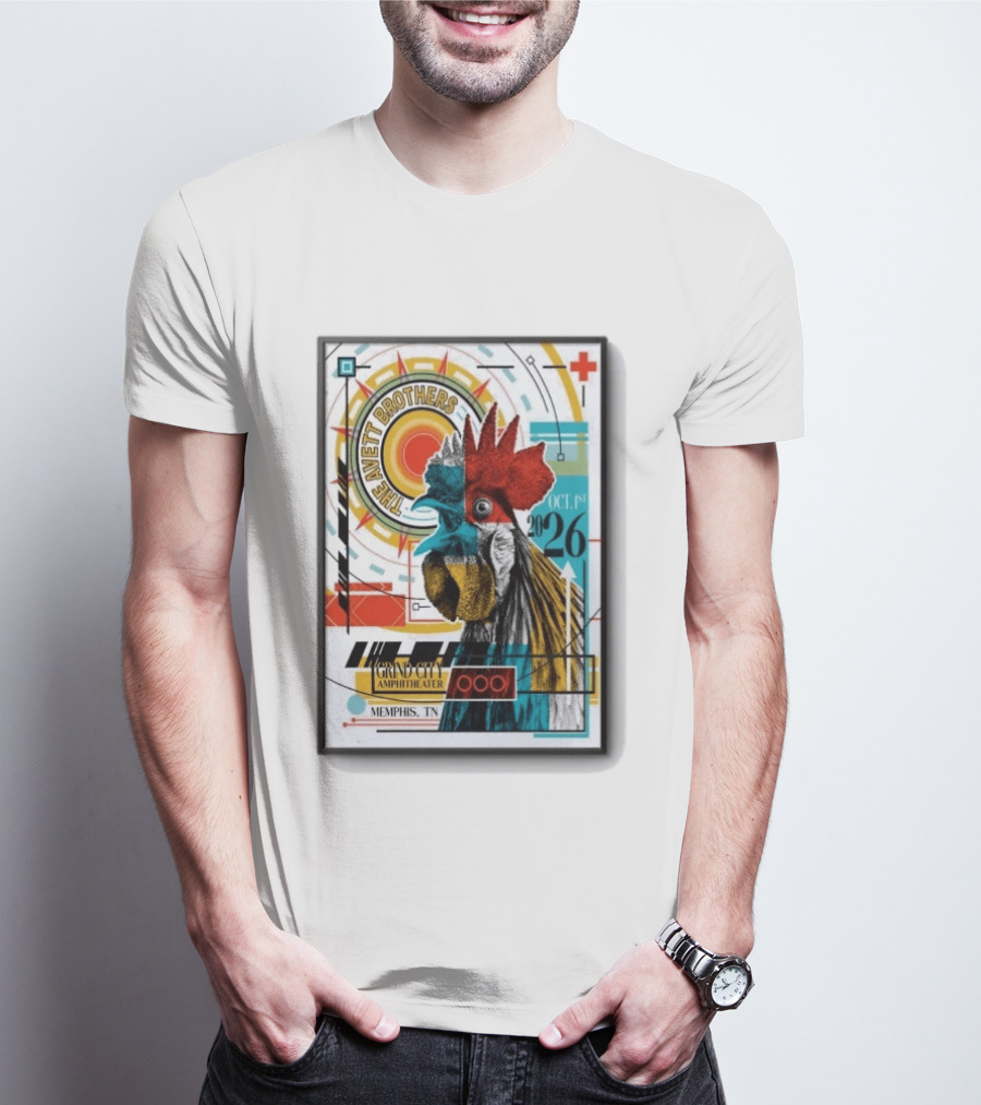 The Avett Brothers Memphis TN Grand City Amphitheater October 1 2026 Rooster T-Shirt