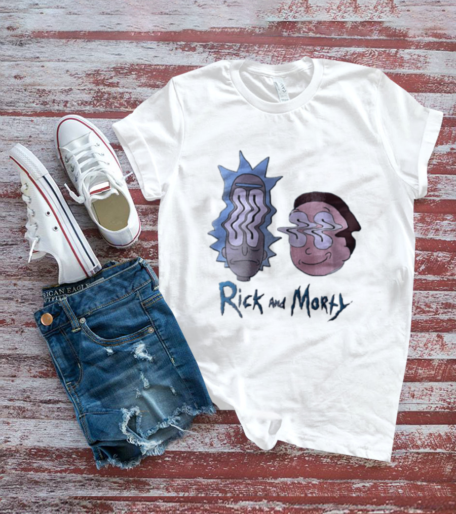 Rick And Morty Sanchez Morty Smith Wavy Face Cartoon T-Shirt