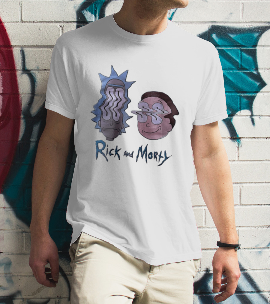 Rick And Morty Sanchez Morty Smith Wavy Face Cartoon T-Shirt