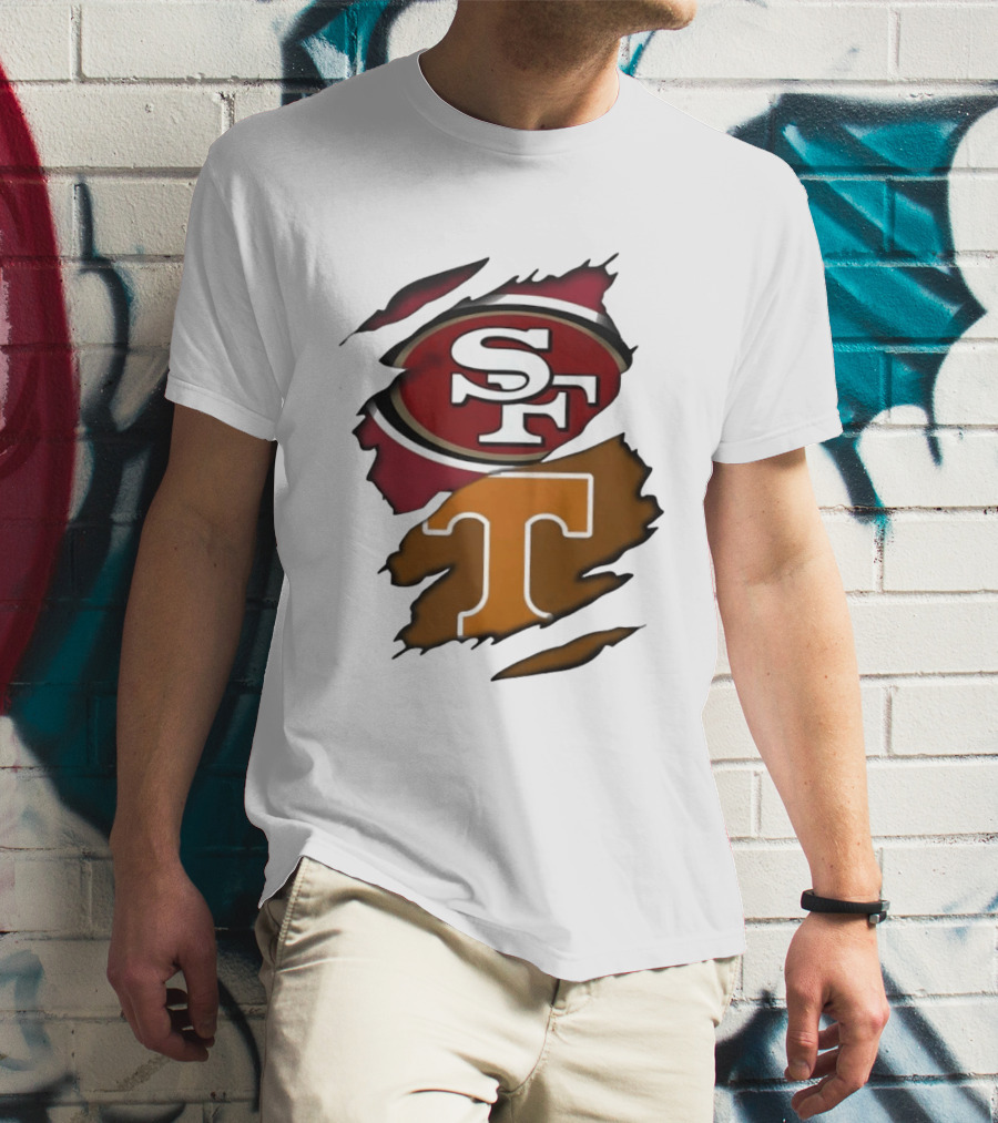 San Francisco 49ers Tennessee Volunteers Ripped SF Logos Fusion T-Shirt