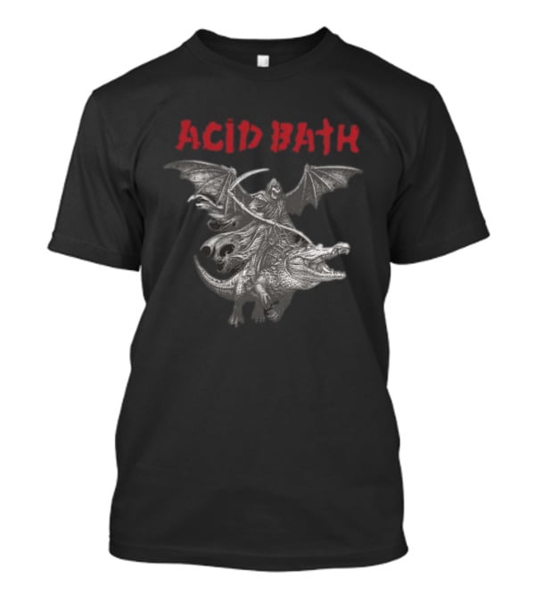 Acid Bath Grim Reaper Riding Winged Alligator T-Shirt