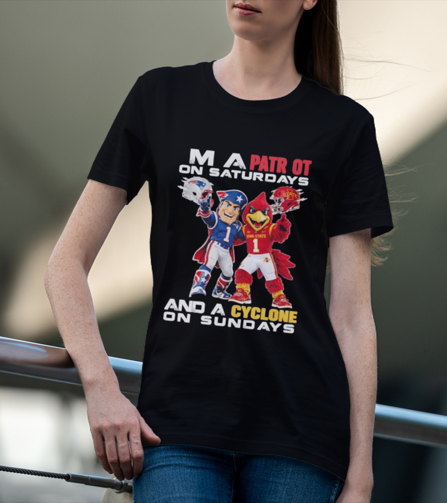 Patriot On Saturdays Cyclone On Sundays Iowa State Football Mascots T-Shirt