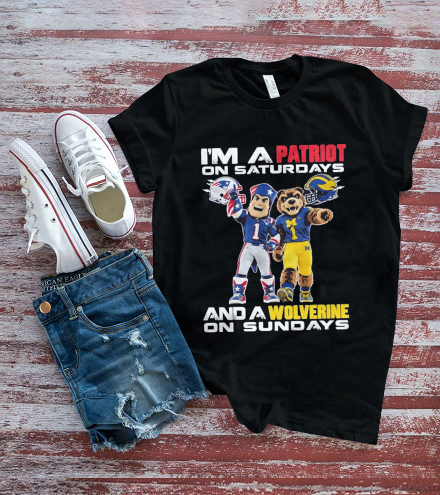 Patriot And Wolverine Football Mascots Saturdays Sundays T-Shirt