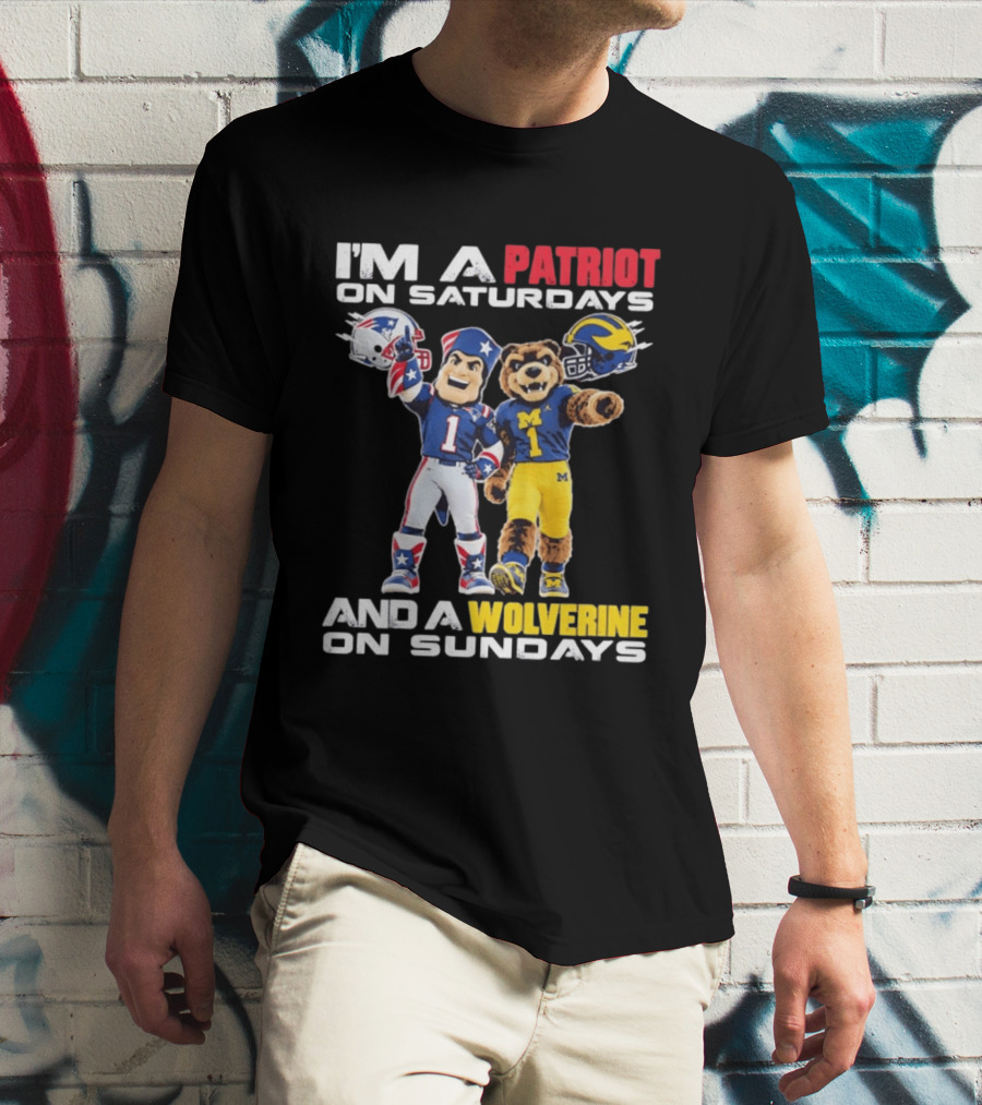 Patriot And Wolverine Football Mascots Saturdays Sundays T-Shirt
