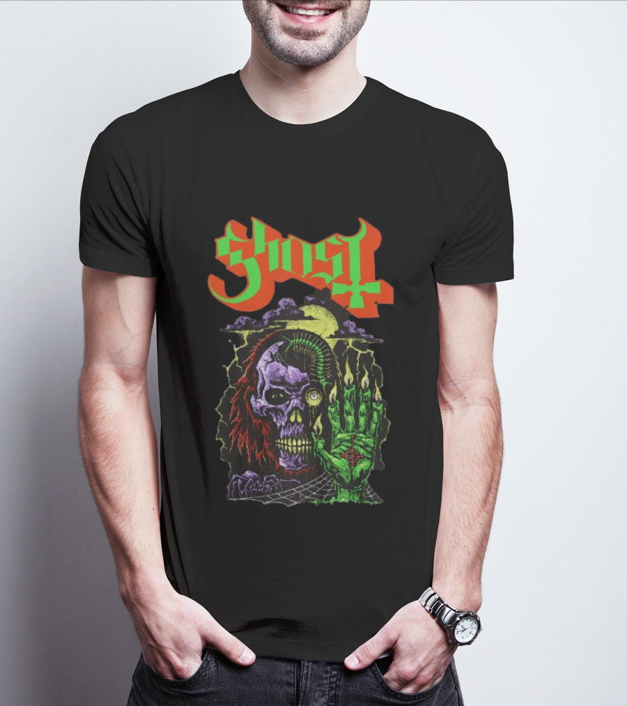 Ghost Store Necromancy Skull Candle Hand T-Shirt