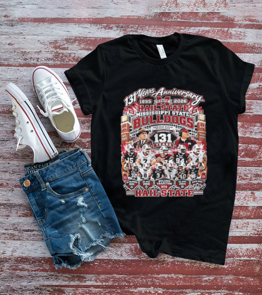 131 Years Anniversary 1895 2026 Hail State Mississippi State Bulldogs Tradition Football T-Shirt