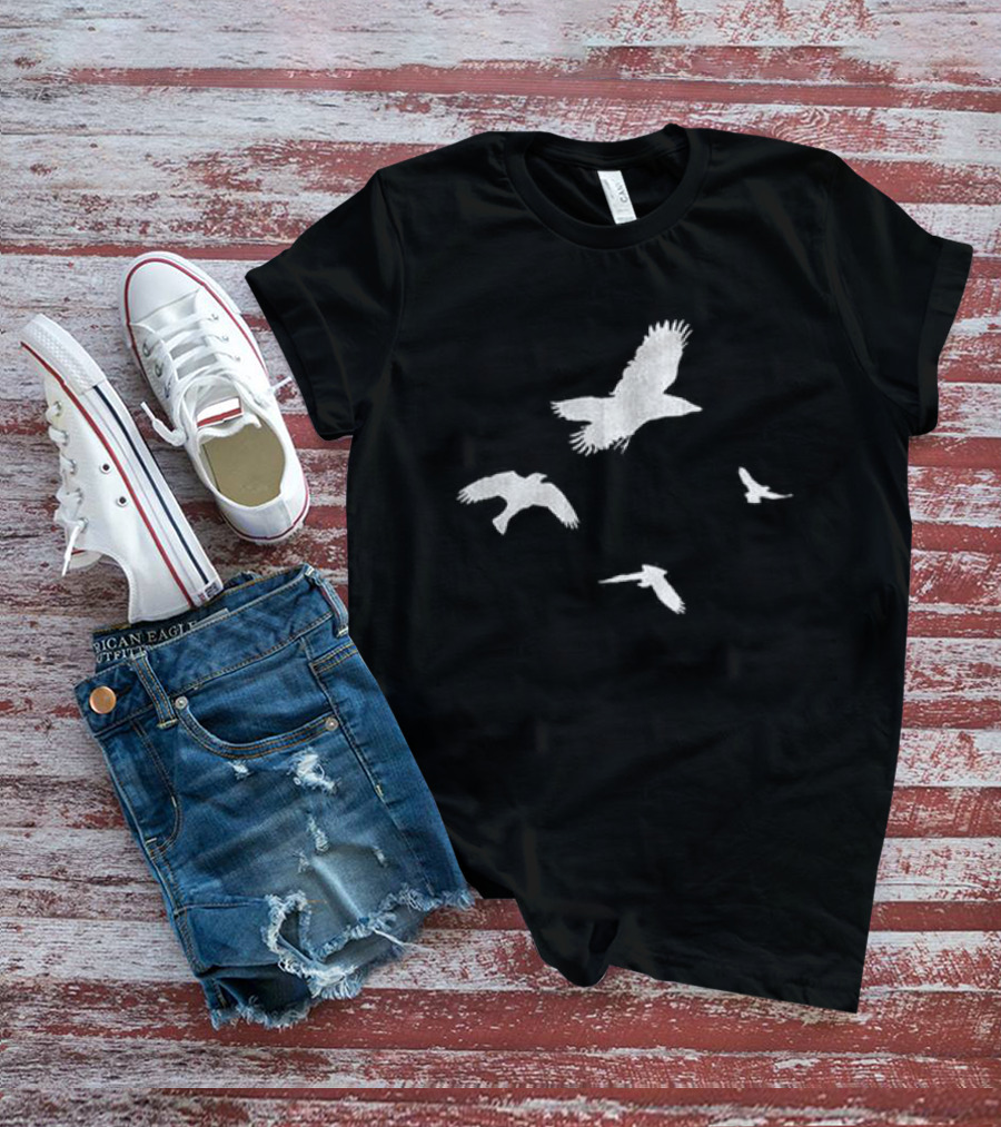 Shinedown Store Black Trucker Birds White Bird T-Shirt