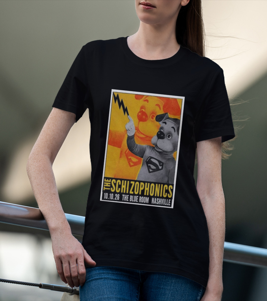 The Schizophonics The Blue Room Nashville 10.10.26 Concert Superman Dog Image T-Shirt