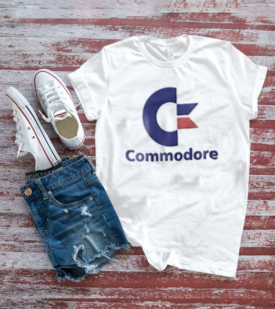 Commodore Blue Red Letter C Vintage Computer T-Shirt