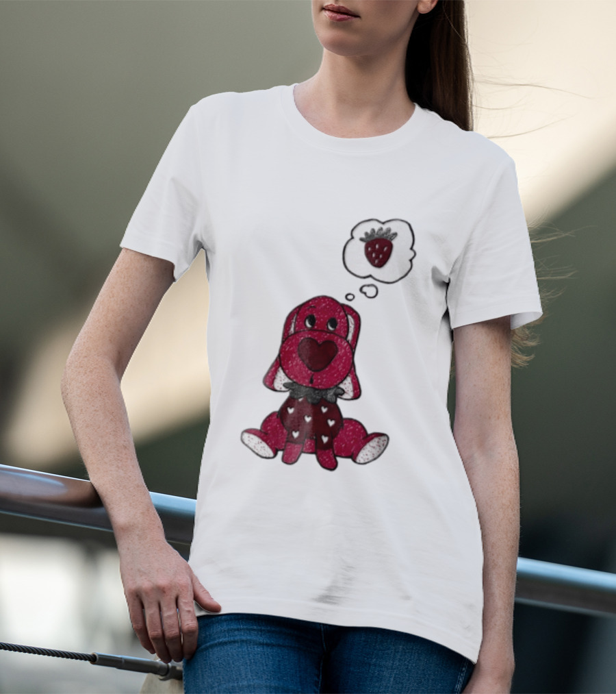 Dog With Strawberry Thought Bubble Costume Hearts T-Shirt