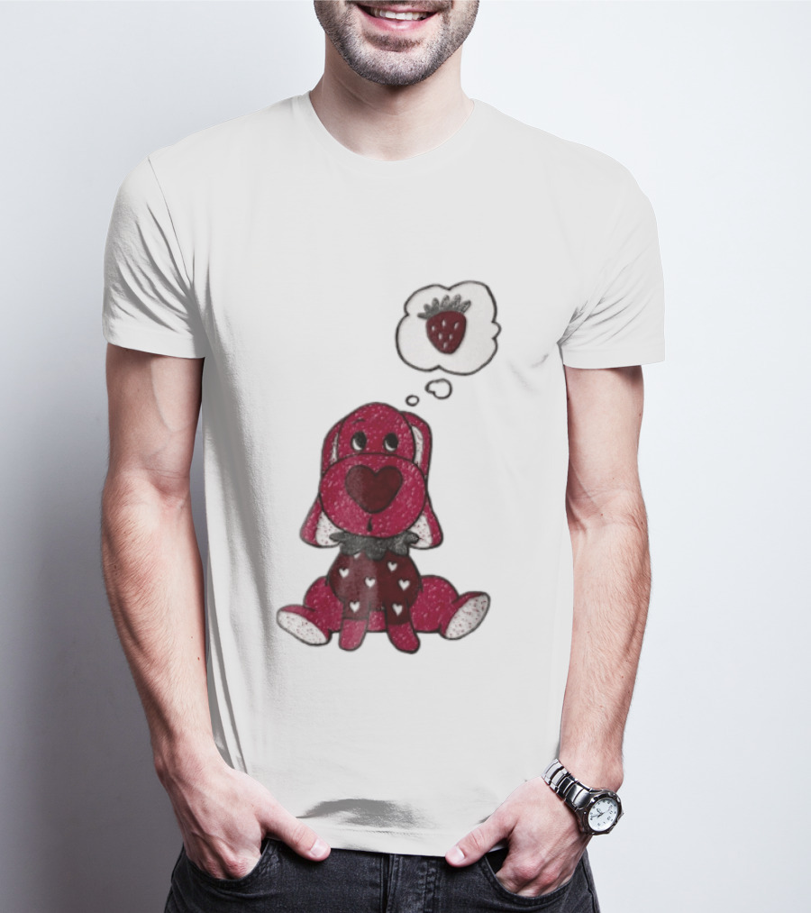Dog With Strawberry Thought Bubble Costume Hearts T-Shirt