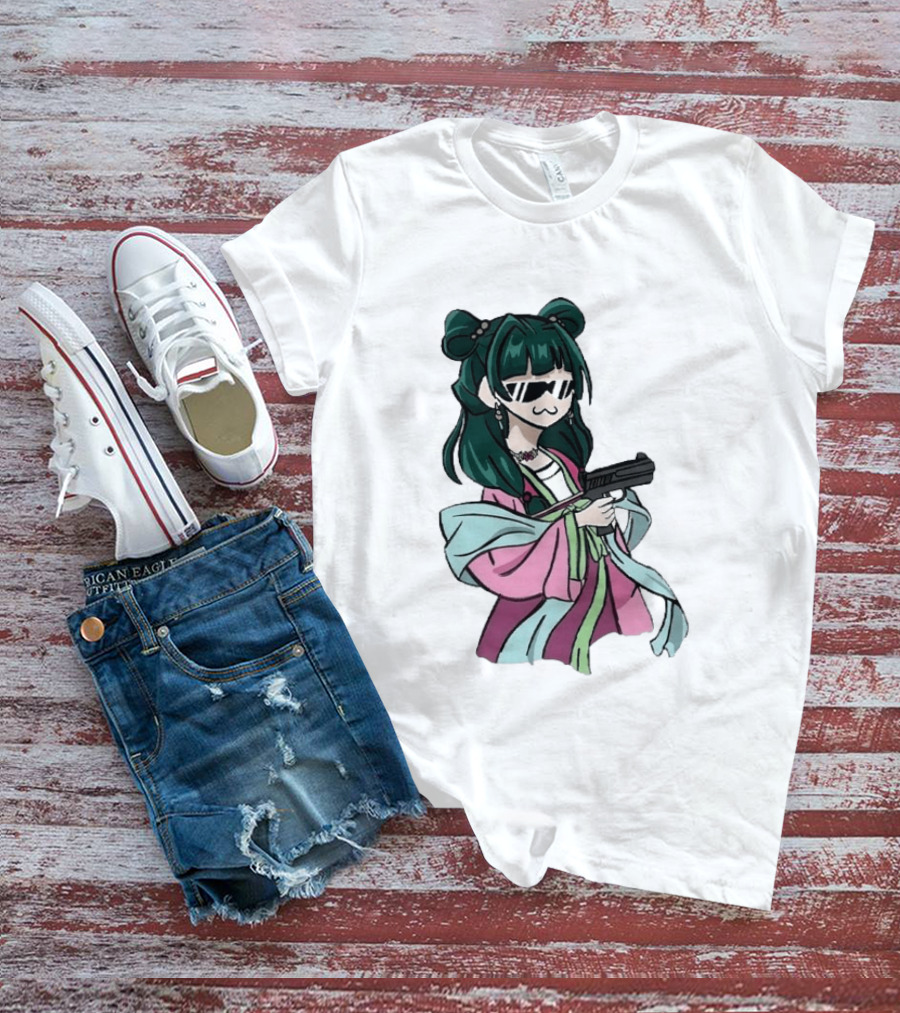 Mao Mao The Apothecary Diaries Anime Character With Gun And Sunglasses T-Shirt