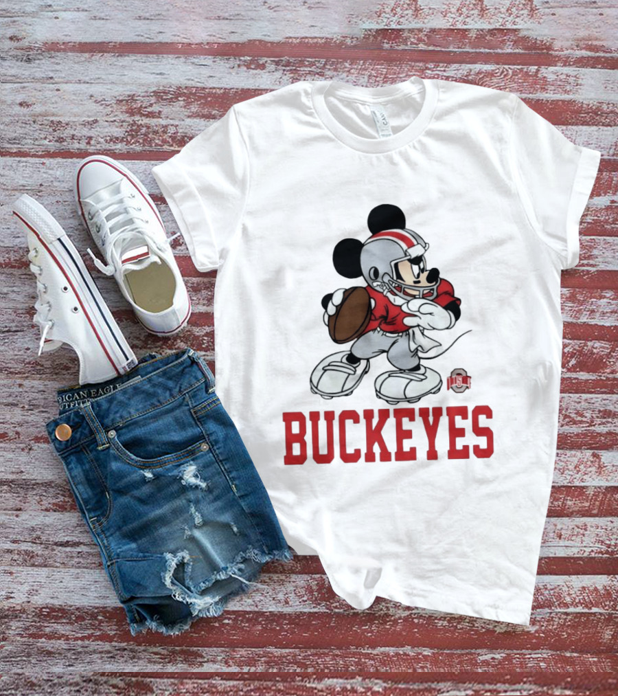 Mickey Mouse Ohio State Buckeyes Football Quarterback T-Shirt