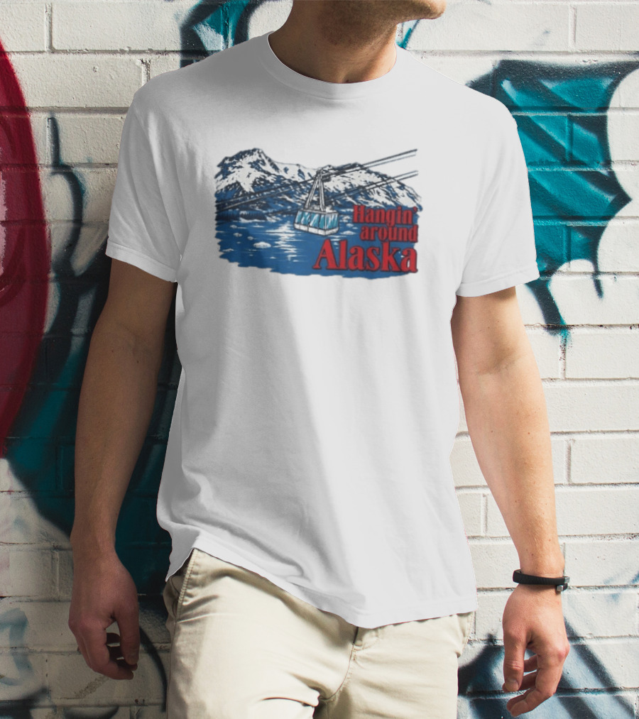 RJ Decker Aloysius Aiken Hangin Around Alaska Cable Car Mountain Scene T-Shirt