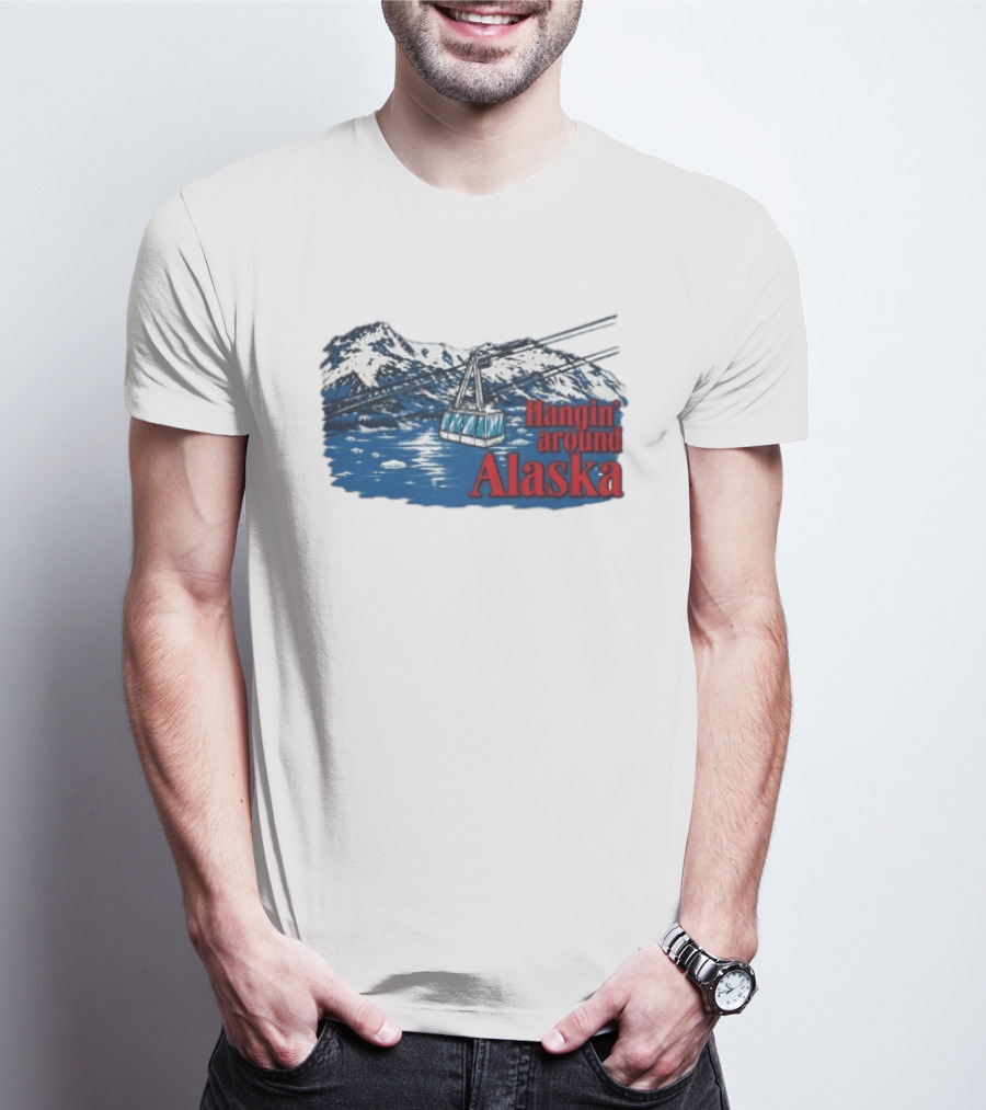 RJ Decker Aloysius Aiken Hangin Around Alaska Cable Car Mountain Scene T-Shirt