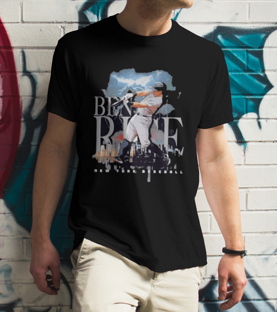 Ben Rice New York Baseball Player Lightning Skyline T-Shirt