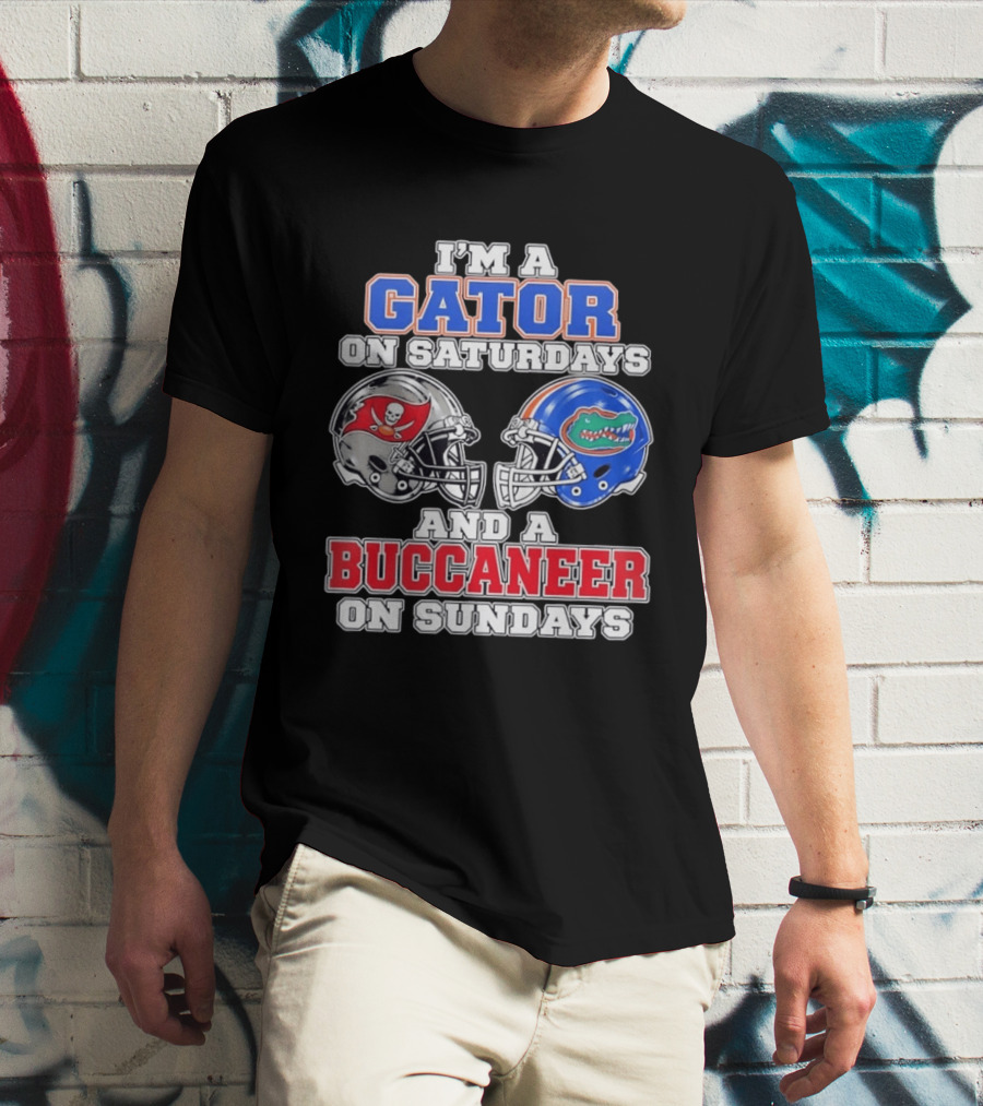 I'm A Gator On Saturdays And A Buccaneer On Sundays Football Helmets T-Shirt